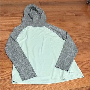 Patagonia Gray and Light Green Hooded Long Sleeve Shirt rash guard